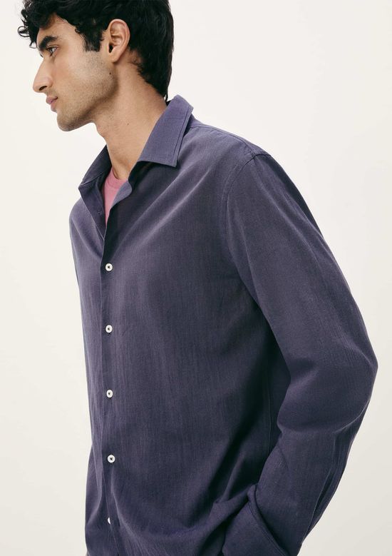 Foto do produto: Camisa Masculina Manga Longa Fio Tinto - Azul