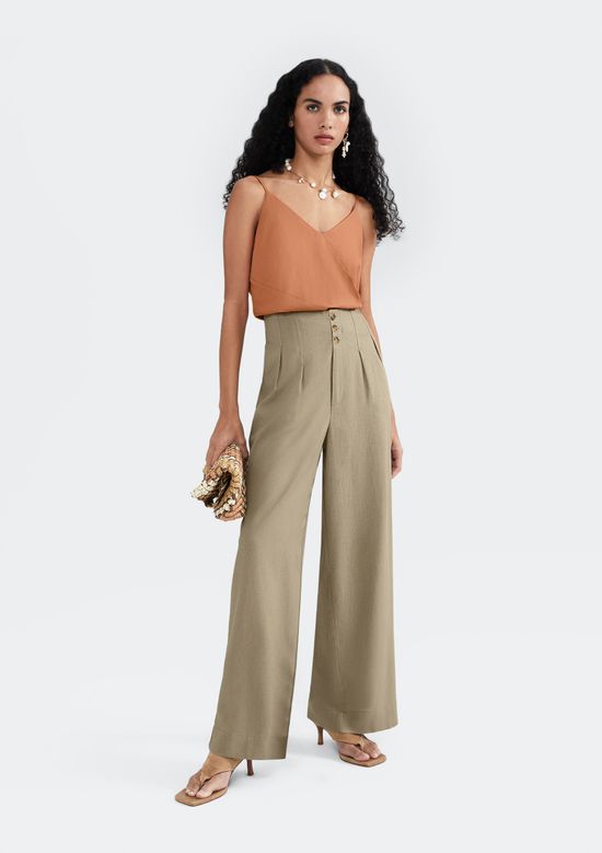 Foto do produto: Regata Feminina Decote V Com Linho - Terracota