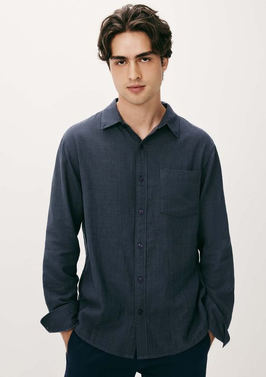Foto do produto: Camisa Masculina Regular Fio Tinto - Azul