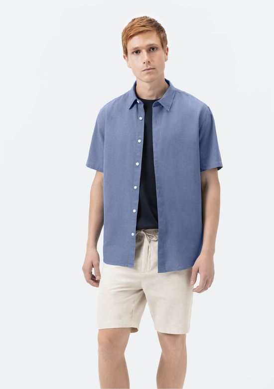 Foto do produto: Bermuda Masculina Reta Com Linho - Bege