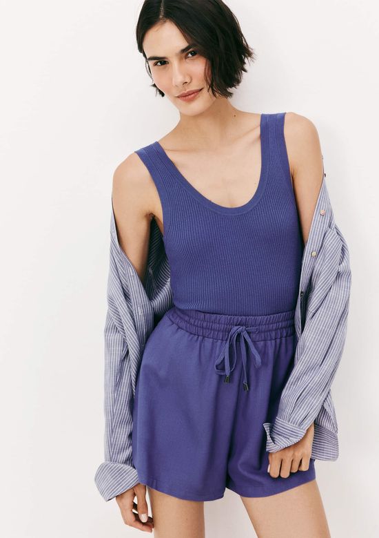 Foto do produto: Regata Feminina Canelada Decote U - Azul