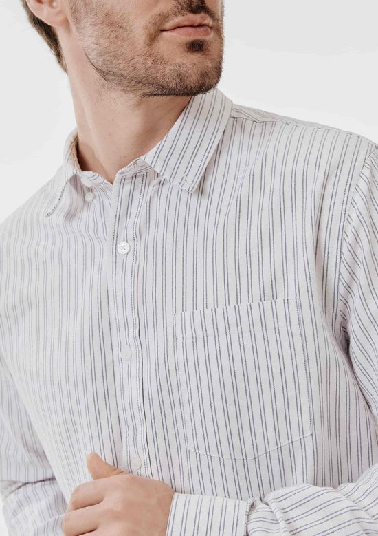 Foto do produto: Camisa Masculina Manga Longa Fio Tinto Listrada - Off white