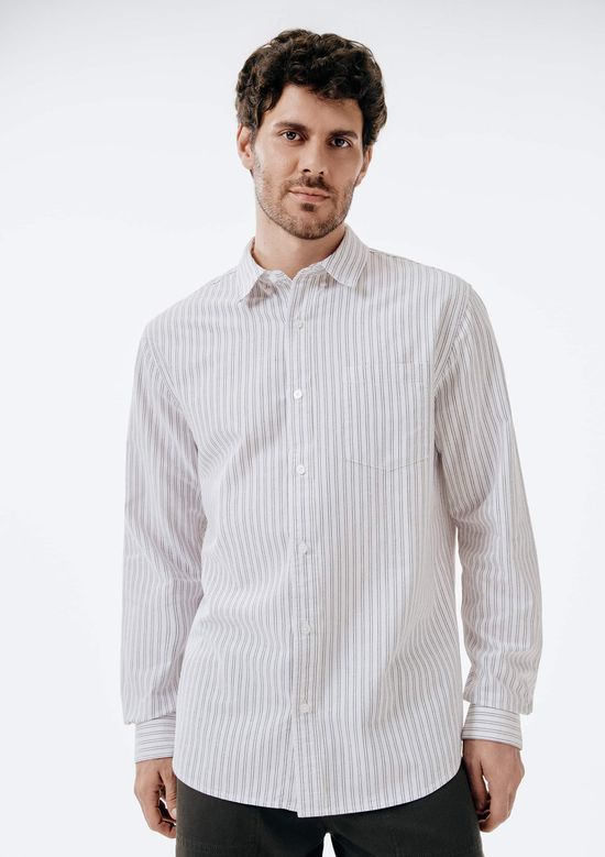 Foto do produto: Camisa Masculina Manga Longa Fio Tinto Listrada - Off white