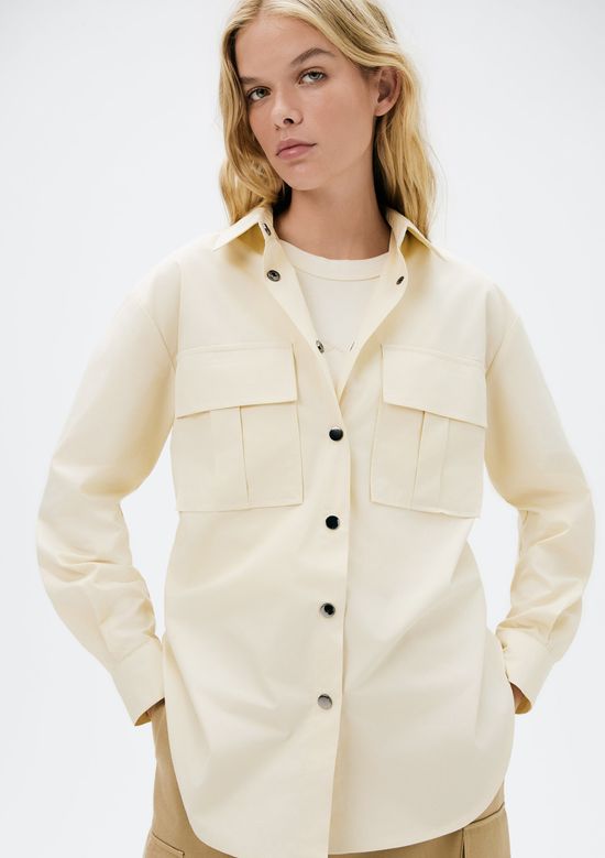 Foto do produto: Camisa Feminina Manga Longa Com Bolso - Creme