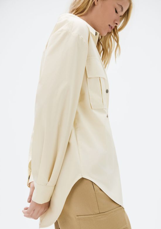Foto do produto: Camisa Feminina Manga Longa Com Bolso - Creme