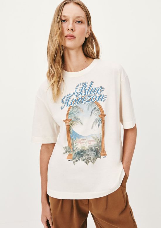 Foto do produto: Camiseta Feminina Manga Curta Oversized - Creme