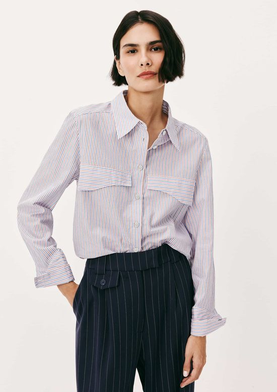 Foto do produto: Camisa Feminina Manga Longa Listrada - Azul