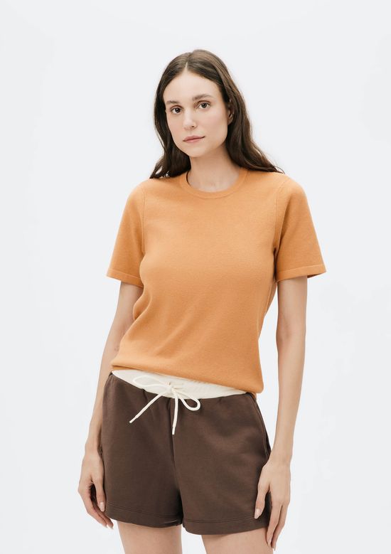 Foto do produto: Blusa Feminina Manga Curta Em tricô - Laranja