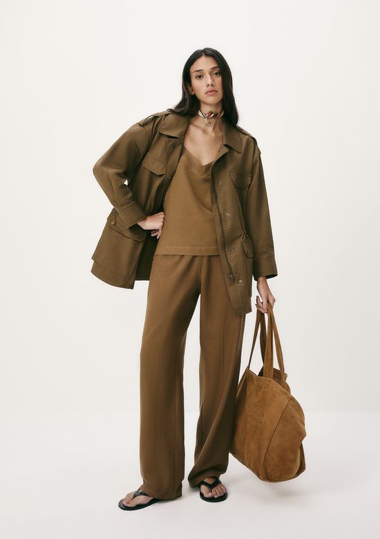 Foto do produto: Regata Feminina Decote V Algodão e Linho - Marrom