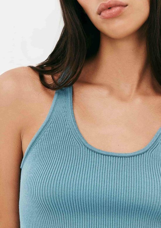 Foto do produto: Regata Feminina Slim Em Tricô Leve - Azul