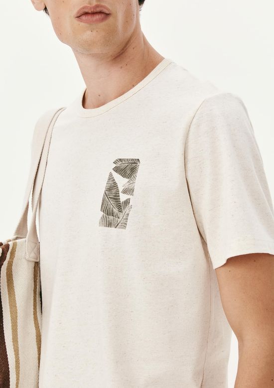 Foto do produto: Camiseta Masculina Manga Curta Com Estampa Em Linho - Creme