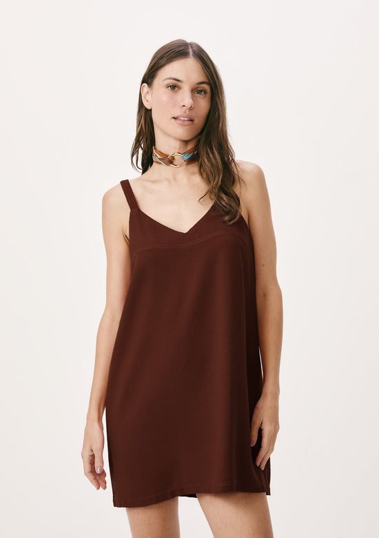 Foto do produto: Vestido Curto Em Viscolinho Estonado - Marsala