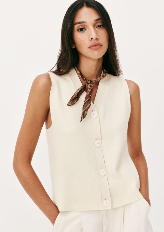 Foto do produto: Colete Feminino Decote V Em Tricô - Off white