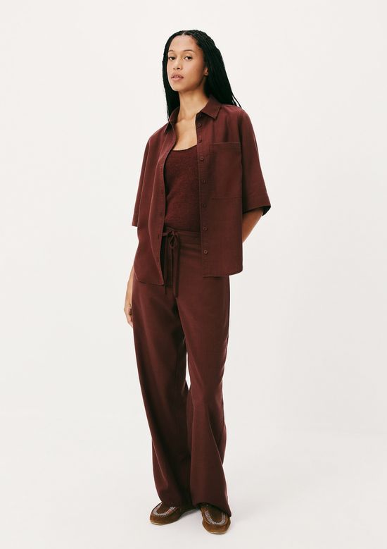 Foto do produto: Camisa Feminina Manga Curta Em Liocel - Marrom