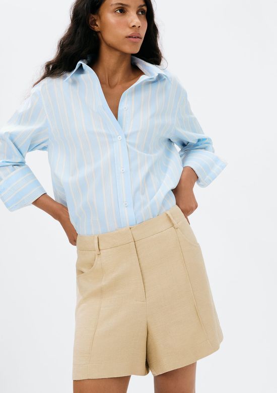 Foto do produto: Shorts Reto Feminino Em Viscolinho - Bege