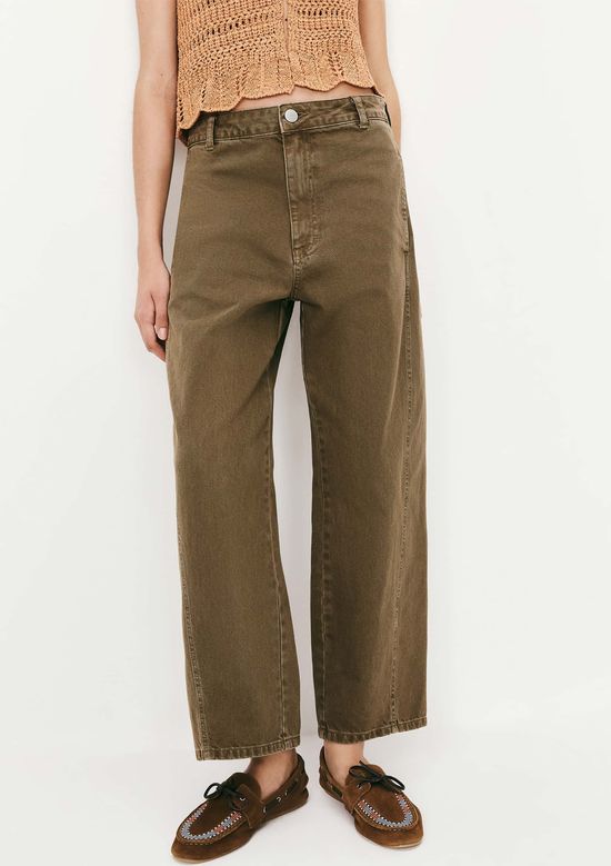 Foto do produto: Calça Feminina Barrel Em Sarja Estonada - Marrom