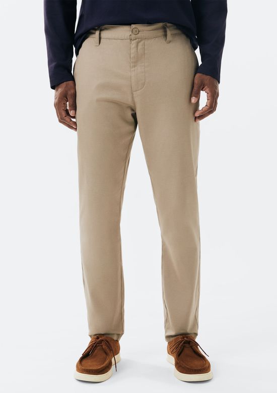 Foto do produto: Calça Masculina Taper Em Sarja Com Linho - Bege