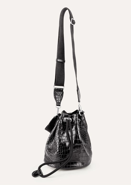 Foto do produto: Bolsa Bucket Feminina Croco - Preto