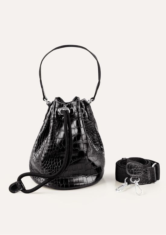 Foto do produto: Bolsa Bucket Feminina Croco - Preto