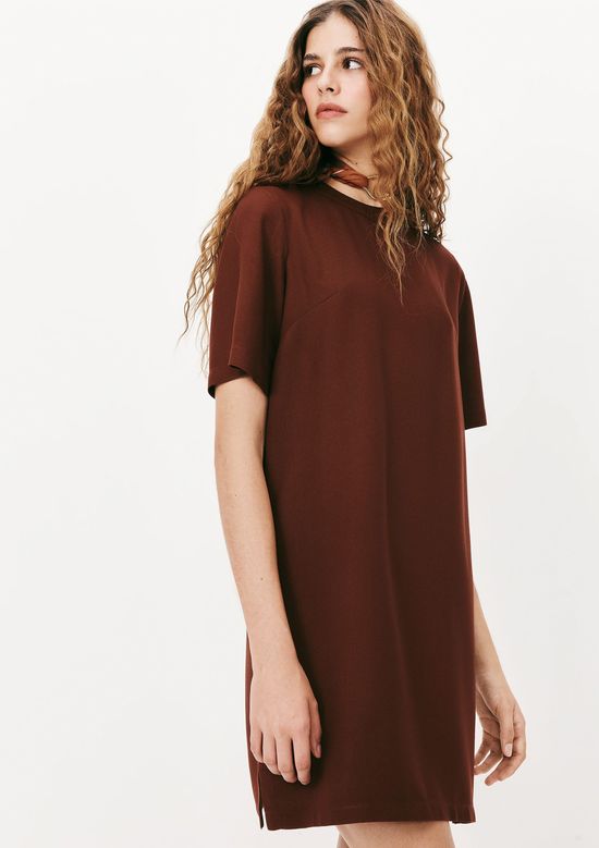 Foto do produto: Vestido Curto Em Viscose Creponada - Marsala