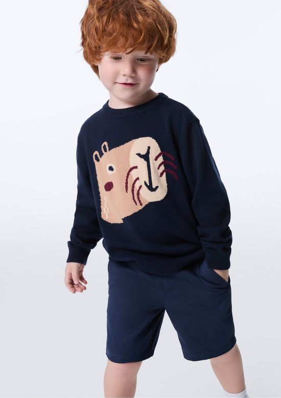 Foto do produto: Bermuda Infantil Menino Toddler Chino Em Sarja - Azul