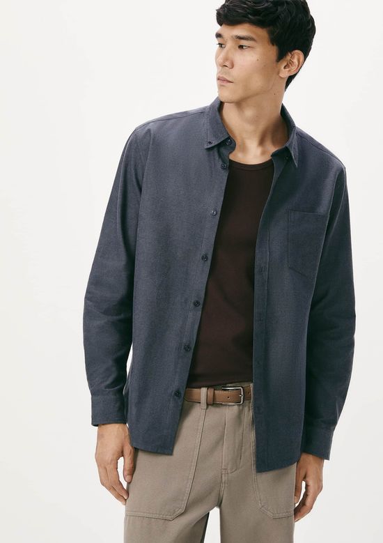 Foto do produto: Camisa Masculina Manga Longa Fio Tinto - Azul