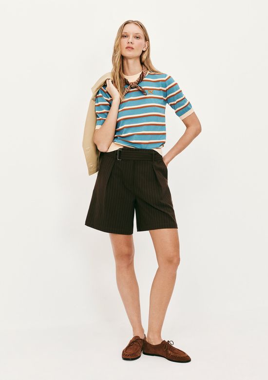 Foto do produto: Bermuda Feminina Alfaiataria Risca De Giz - Marrom