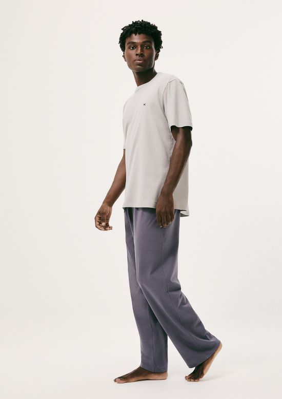 Foto do produto: Pijama Longo Masculino Manga Curta Com Bordado - Cinza