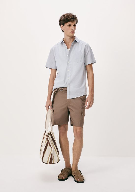 Foto do produto: Camisa Masculina Slim Manga Curta - Cinza