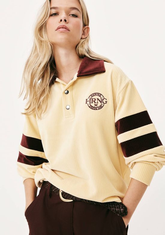 Foto do produto: Camisa Polo Feminina Oversized Cotelê - Amarelo