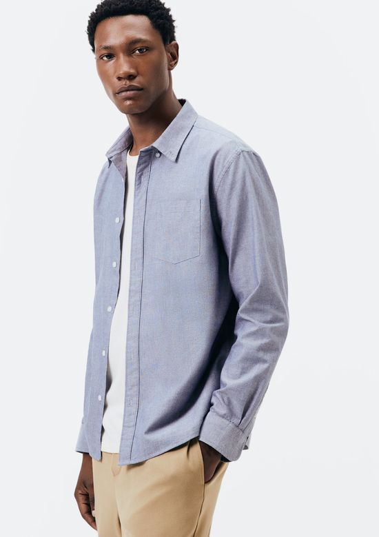 Foto do produto: Camisa Masculina Manga Longa Oxford - Cinza