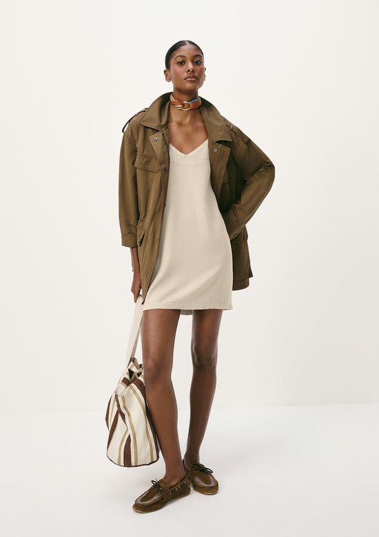 Foto do produto: Vestido Curto Em Viscolinho Estonado - Creme