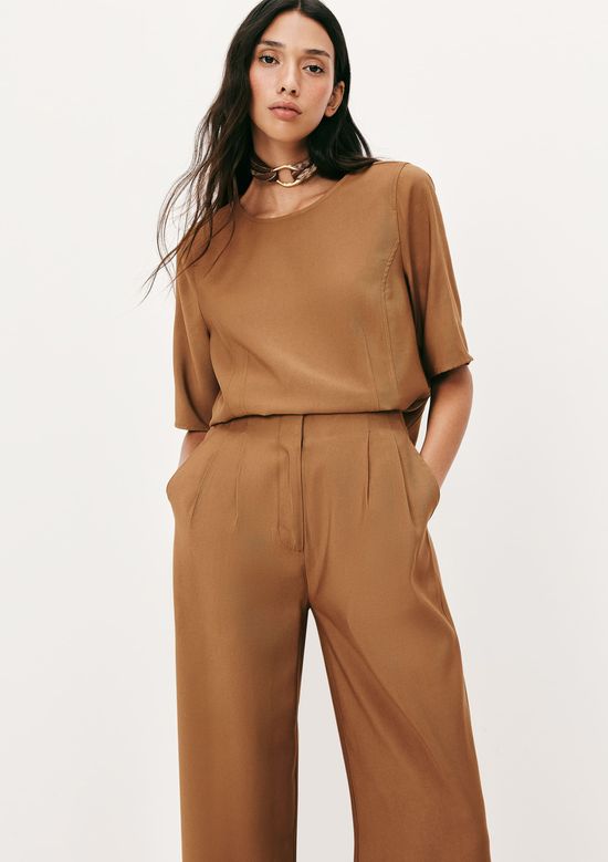 Foto do produto: Calça Feminina Cintura Alta Em Peach Touch - Marrom