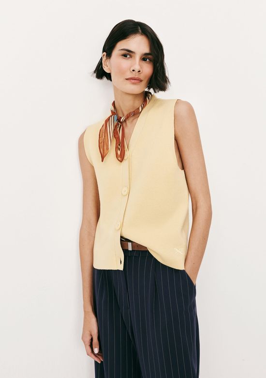 Foto do produto: Colete Feminino Decote V Em Tricô - Amarelo