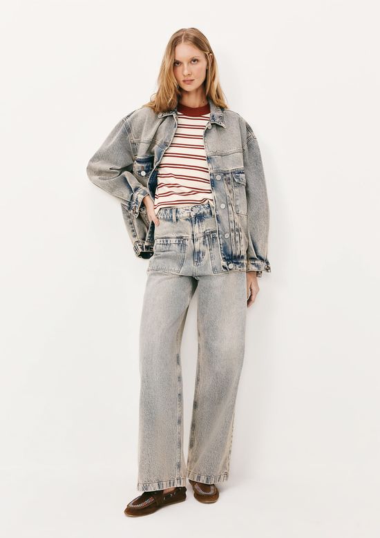 Foto do produto: Calça Jeans Feminina Wide Leg Cintura Alta - Azul