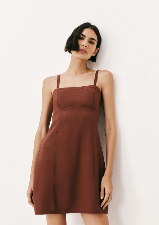 Foto do produto: Vestido Curto Texturizado Acinturado - Marrom