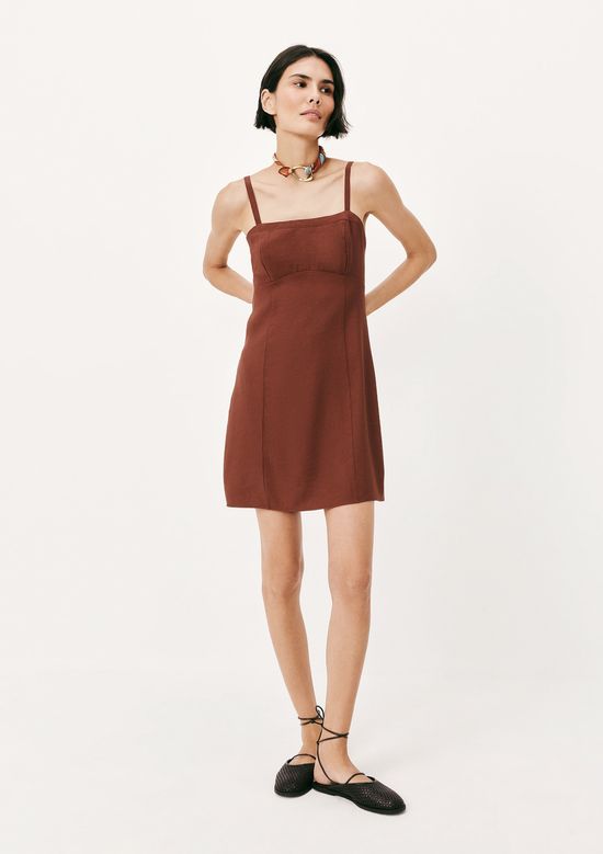 Foto do produto: Vestido Curto Texturizado Acinturado - Marrom