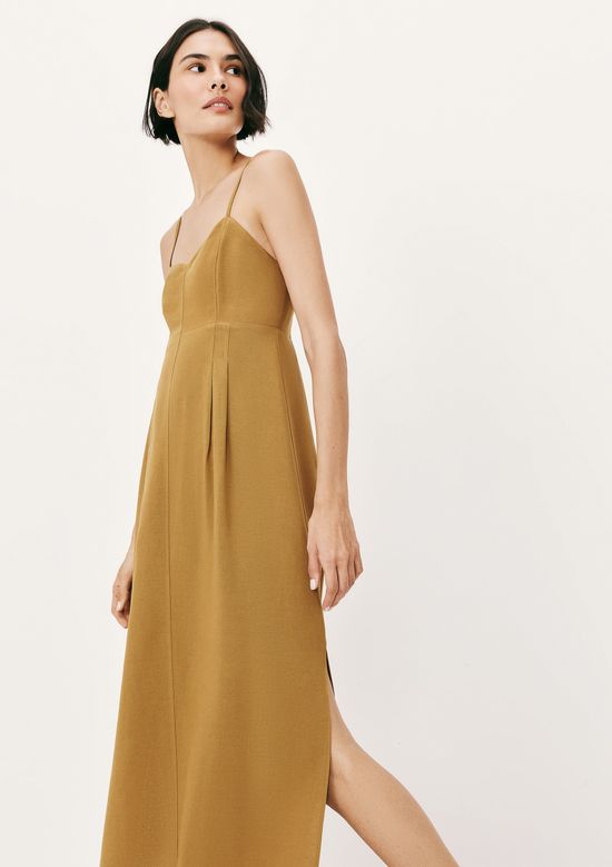 Foto do produto: Vestido Midi Em Viscolinho Com Fenda - Marrom