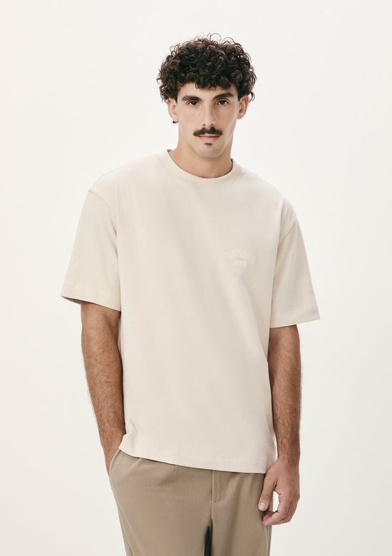 Foto do produto: Camiseta Unissex Relaxed Manga Curta Com Bordado - Bege