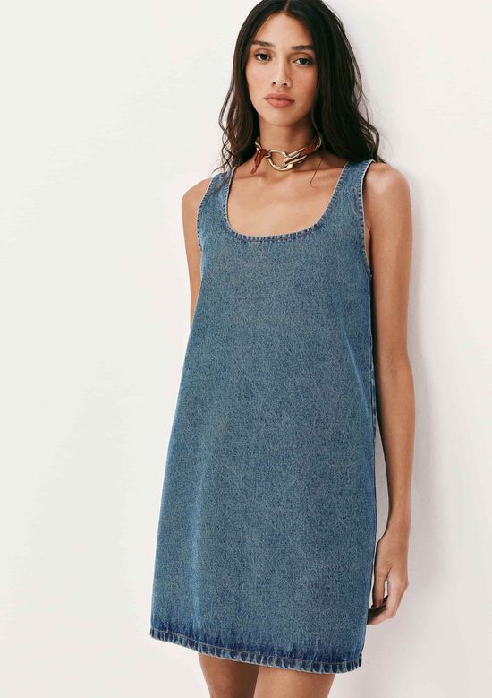 Foto do produto: Vestido Curto Reto Em Jeans - Azul