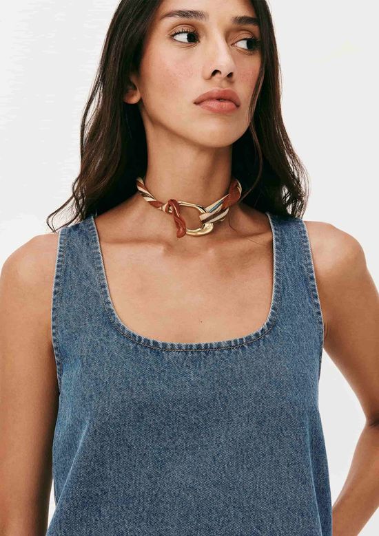 Foto do produto: Vestido Curto Reto Em Jeans - Azul