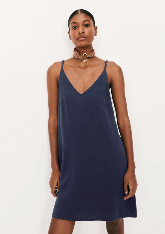 Foto do produto: Vestido Curto Em Viscolinho - Azul