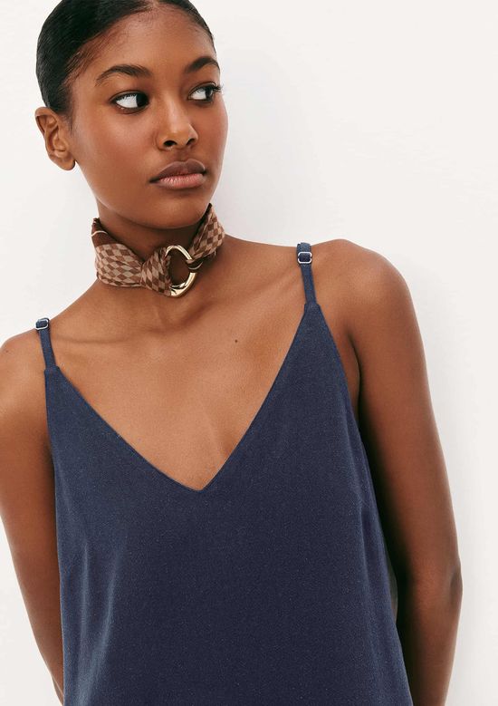 Foto do produto: Vestido Curto Em Viscolinho - Azul