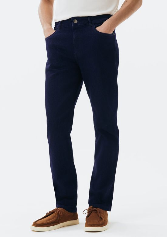 Foto do produto: Calça Jeans Básica Masculina Reta Com Elastano - Azul