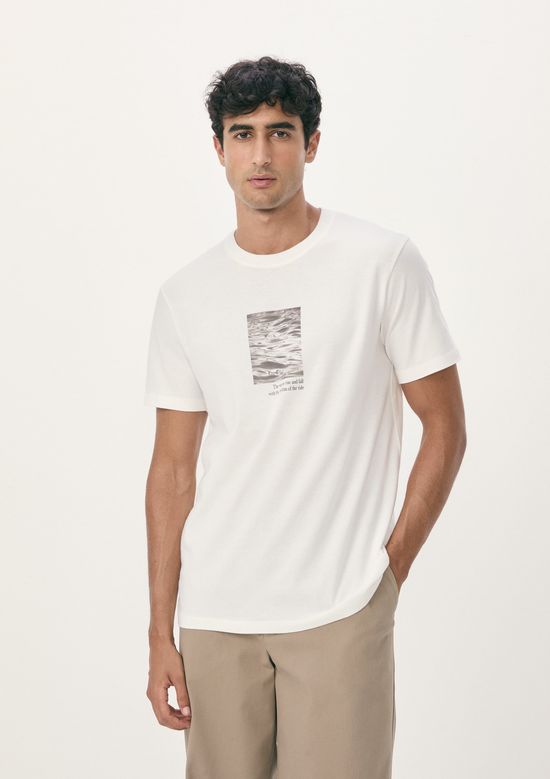 Foto do produto: Camiseta Masculina Manga Curta Com Estampa - Off white