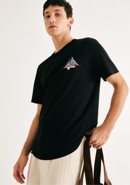 Foto do produto: Camiseta Masculina Manga Curta Com Estampa - Preto