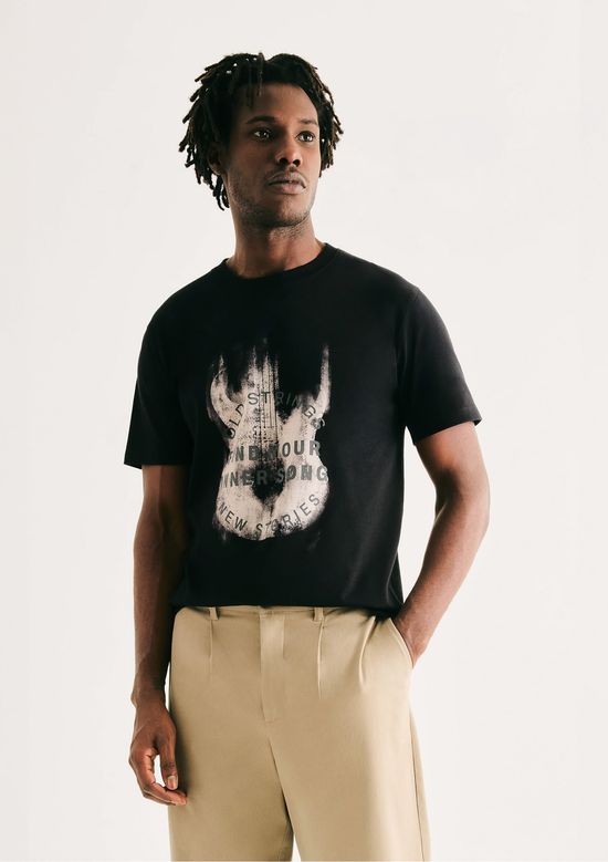 Foto do produto: Camiseta Masculina Manga Curta Com Estampa - Preto