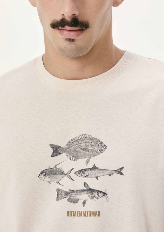 Foto do produto: Camiseta Masculina Manga Curta Com Estampa - Creme