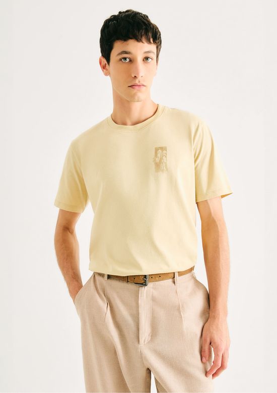 Foto do produto: Camiseta Masculina Manga Curta Com Estampa - Bege