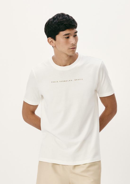 Foto do produto: Camiseta Masculina Manga Curta Com Estampa - Off white